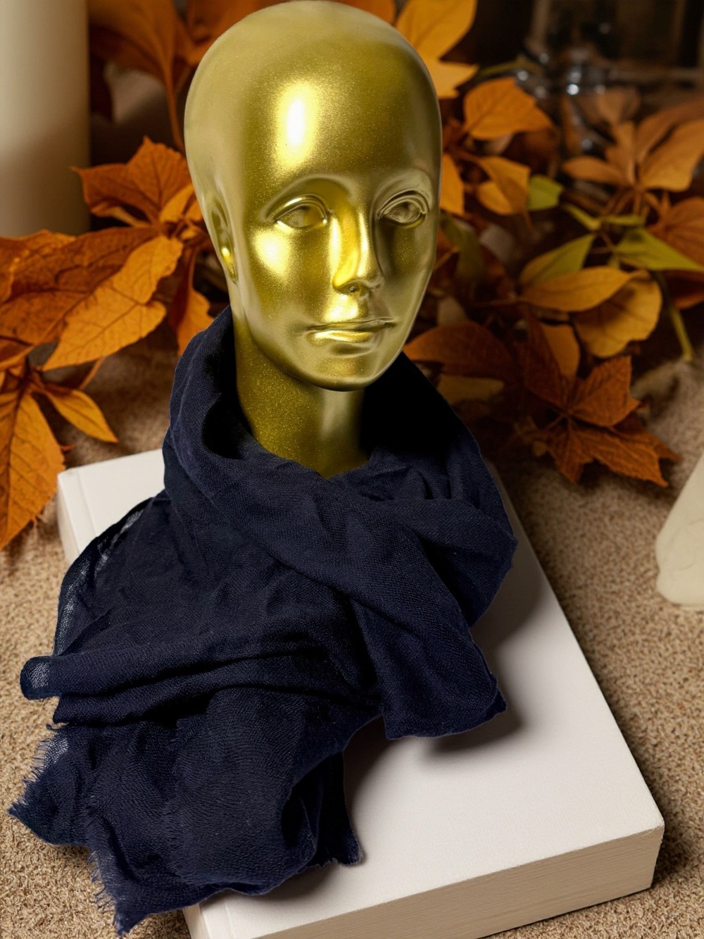 Armand Diradourian Navy Lightweight Cashmere Scarf